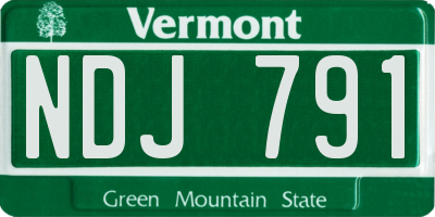 VT license plate NDJ791