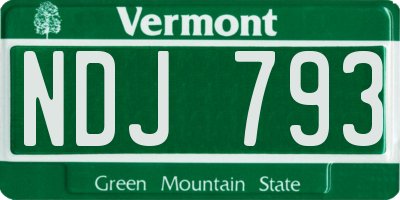 VT license plate NDJ793