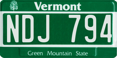 VT license plate NDJ794