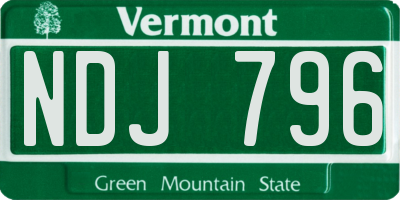 VT license plate NDJ796
