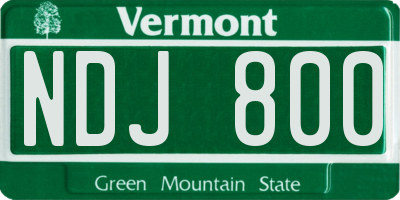 VT license plate NDJ800