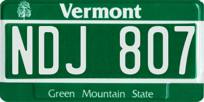 VT license plate NDJ807