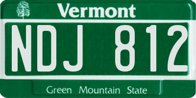 VT license plate NDJ812