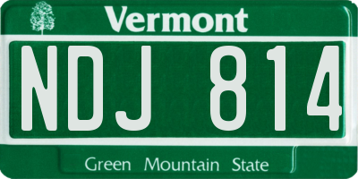 VT license plate NDJ814