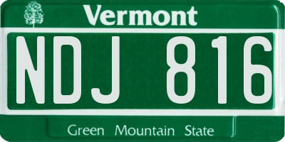 VT license plate NDJ816