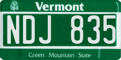VT license plate NDJ835