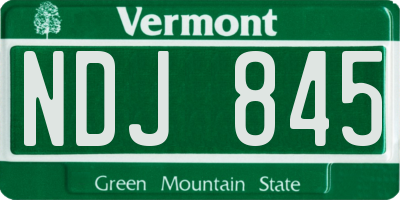 VT license plate NDJ845