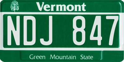 VT license plate NDJ847
