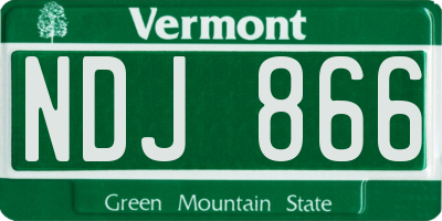 VT license plate NDJ866