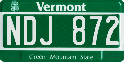 VT license plate NDJ872