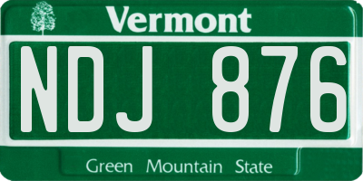 VT license plate NDJ876