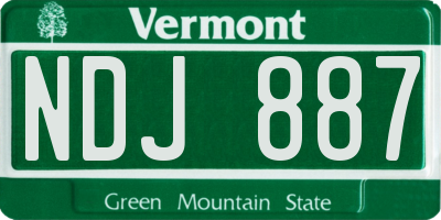 VT license plate NDJ887
