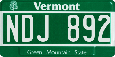 VT license plate NDJ892
