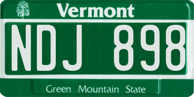 VT license plate NDJ898