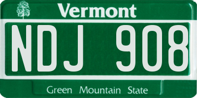 VT license plate NDJ908