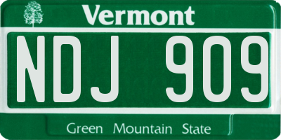 VT license plate NDJ909