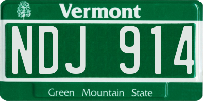 VT license plate NDJ914
