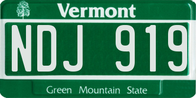 VT license plate NDJ919