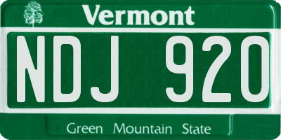 VT license plate NDJ920