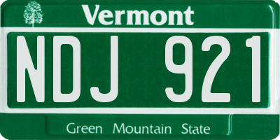 VT license plate NDJ921