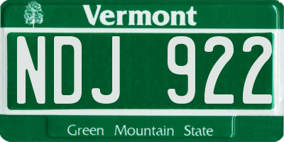 VT license plate NDJ922