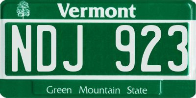 VT license plate NDJ923
