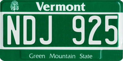 VT license plate NDJ925