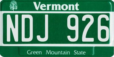 VT license plate NDJ926
