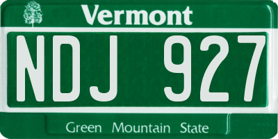 VT license plate NDJ927