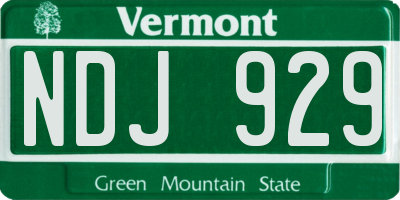 VT license plate NDJ929