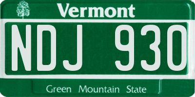 VT license plate NDJ930