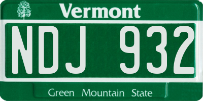 VT license plate NDJ932