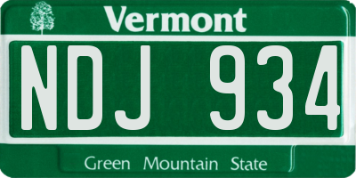 VT license plate NDJ934
