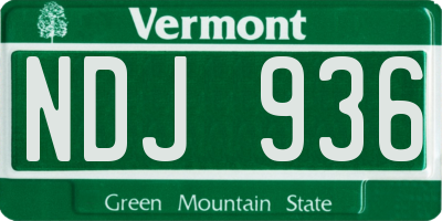 VT license plate NDJ936