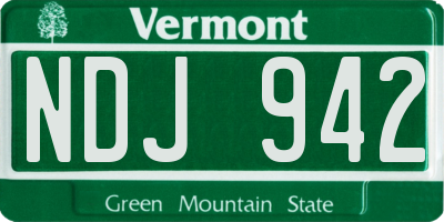 VT license plate NDJ942