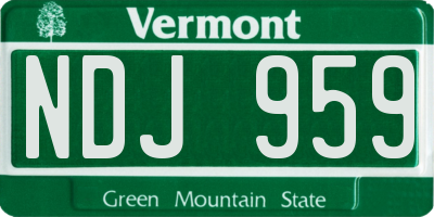 VT license plate NDJ959