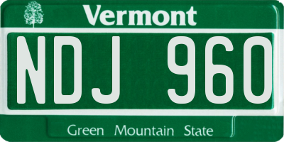 VT license plate NDJ960