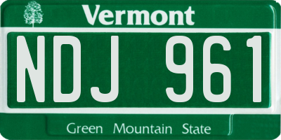 VT license plate NDJ961