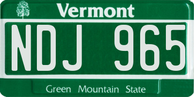 VT license plate NDJ965