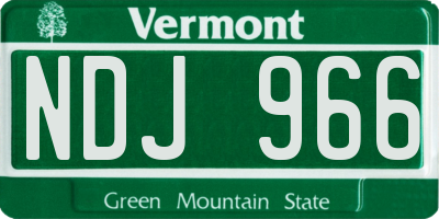 VT license plate NDJ966