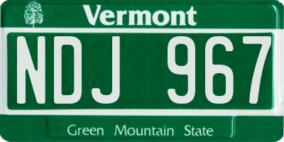 VT license plate NDJ967