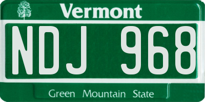 VT license plate NDJ968
