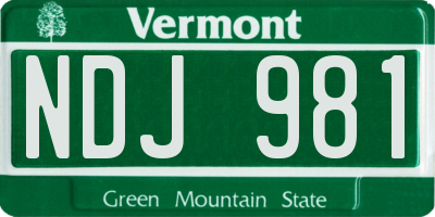 VT license plate NDJ981