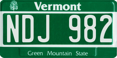 VT license plate NDJ982