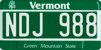 VT license plate NDJ988