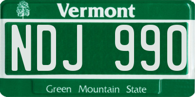 VT license plate NDJ990