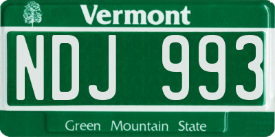 VT license plate NDJ993