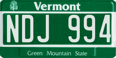 VT license plate NDJ994