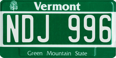 VT license plate NDJ996