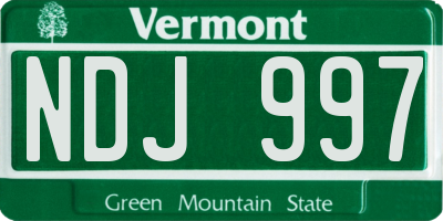 VT license plate NDJ997